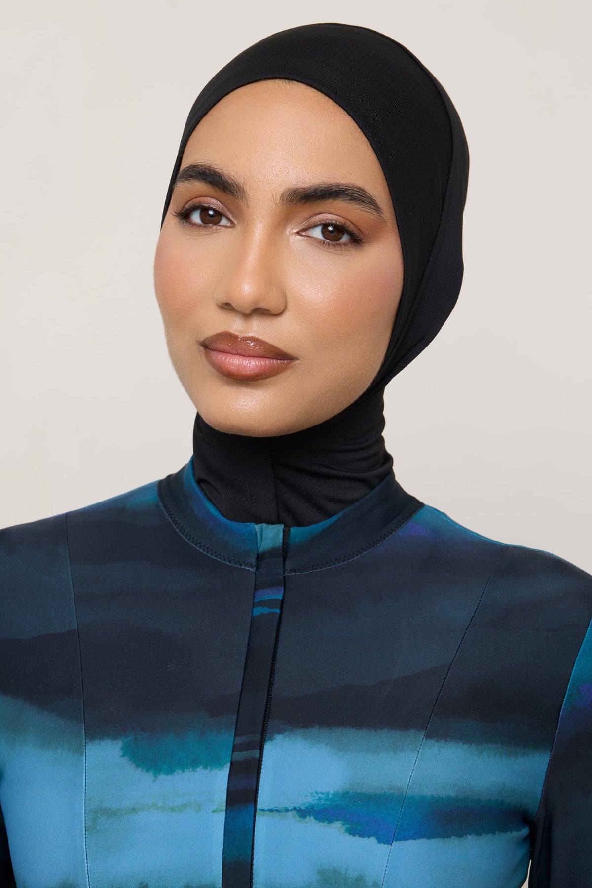 Instant Tie Back Mesh Swim Hijab - Black