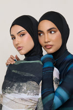 Instant Tie Back Mesh Swim Hijab - Black