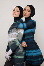 Instant Tie Back Mesh Swim Hijab - Black