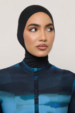 Instant Tie Back Mesh Swim Hijab - Black