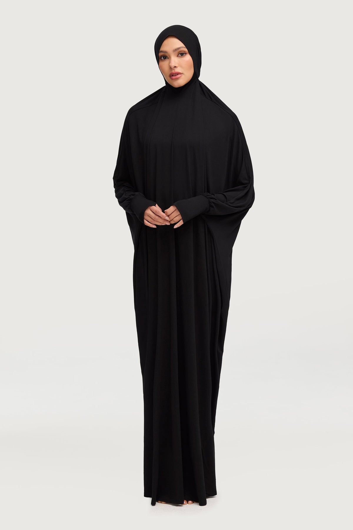 Jersey Cupro Prayer Jilbab Abaya - Black