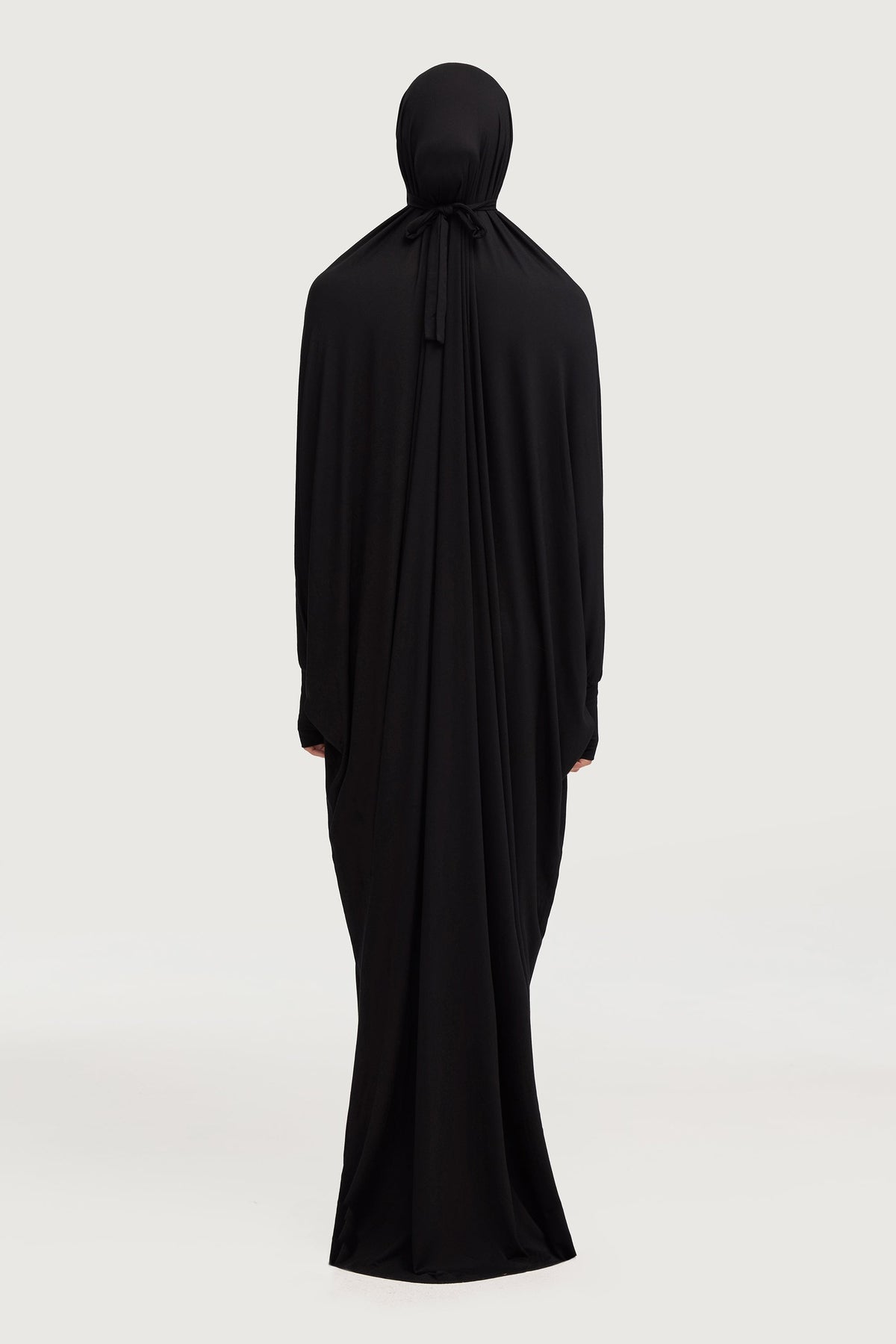 Jersey Cupro Prayer Jilbab Abaya - Black