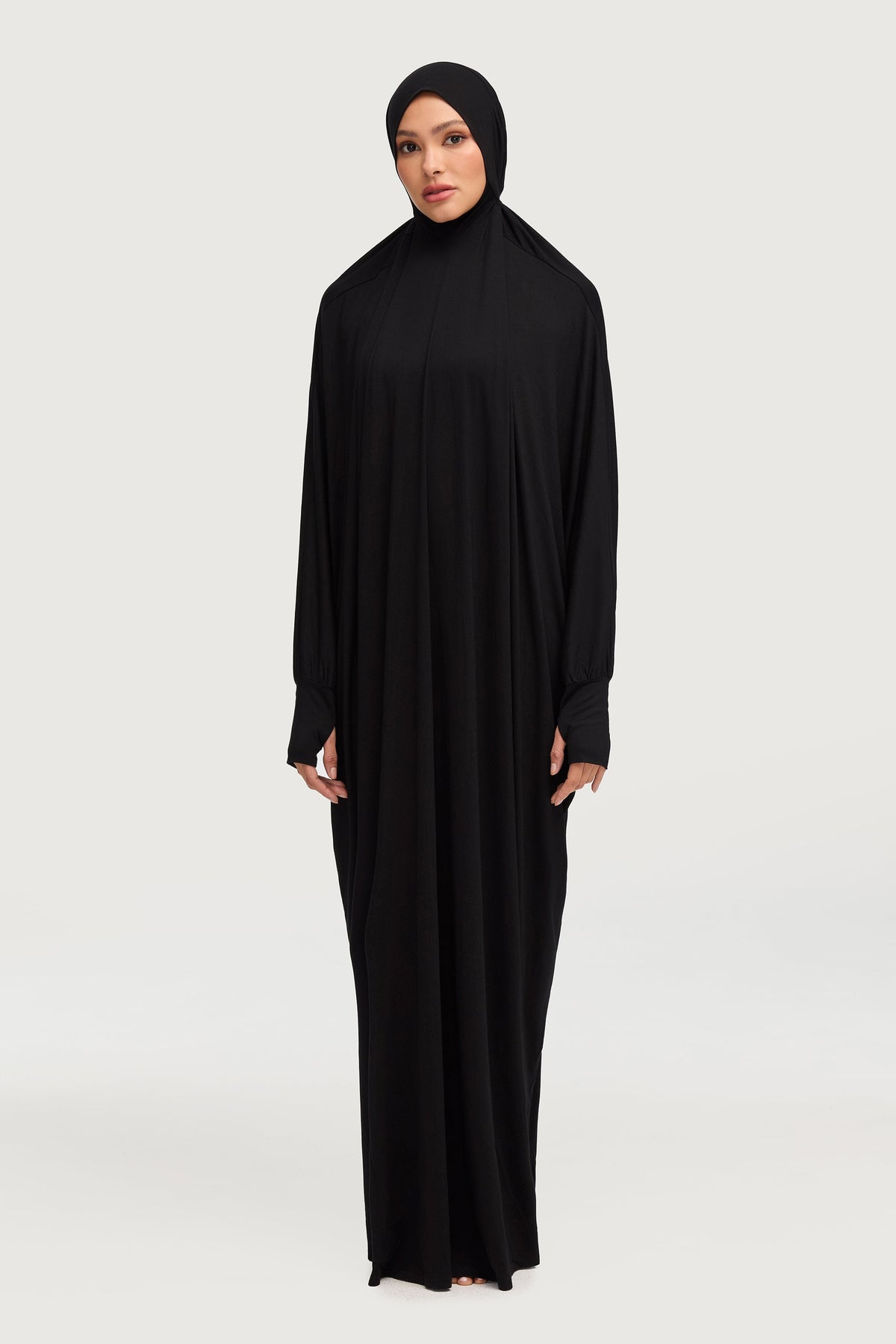 Jersey Cupro Prayer Jilbab Abaya - Black