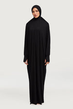 Jersey Cupro Prayer Jilbab Abaya - Black