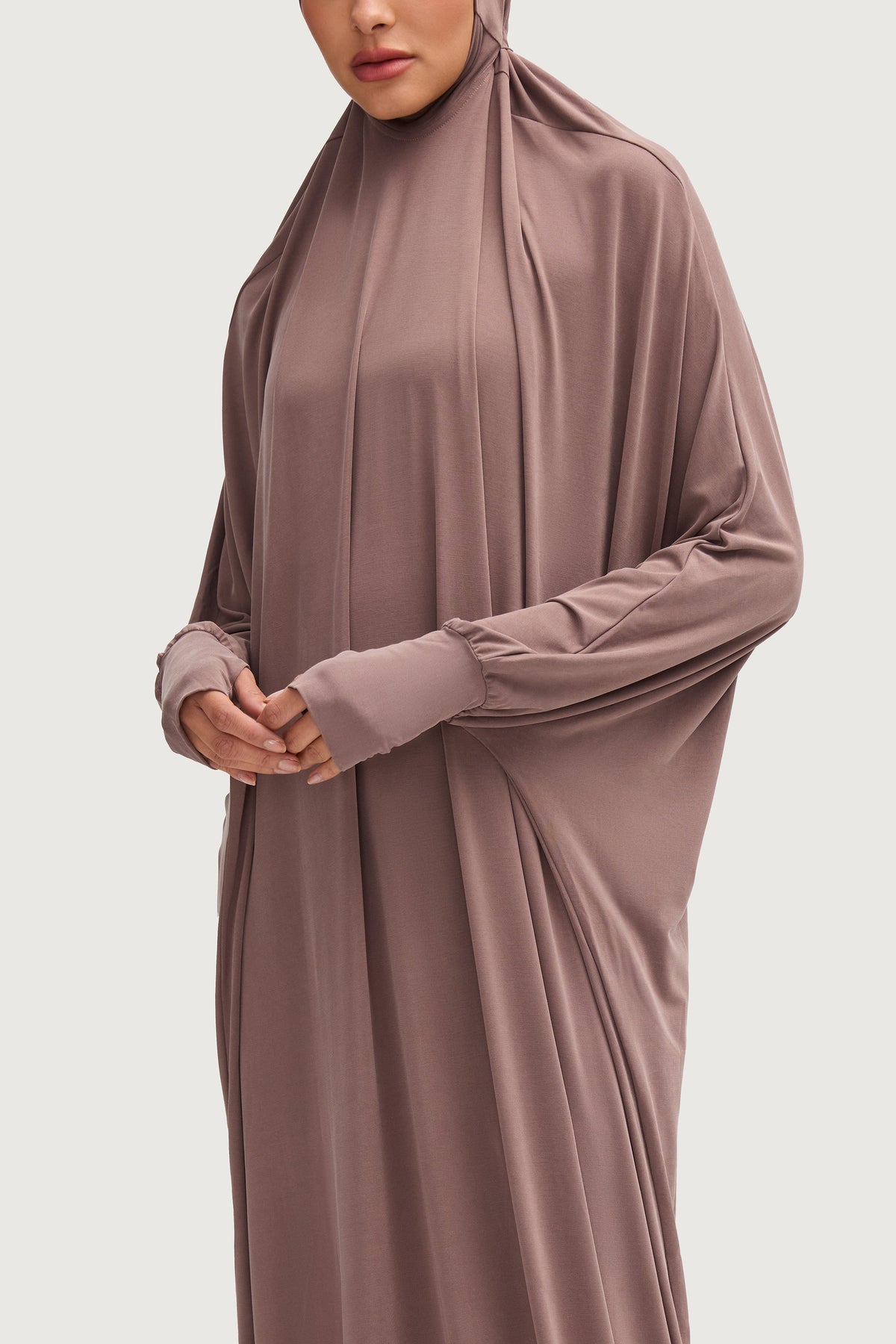 Jersey Cupro Prayer Jilbab Abaya - Deep Taupe