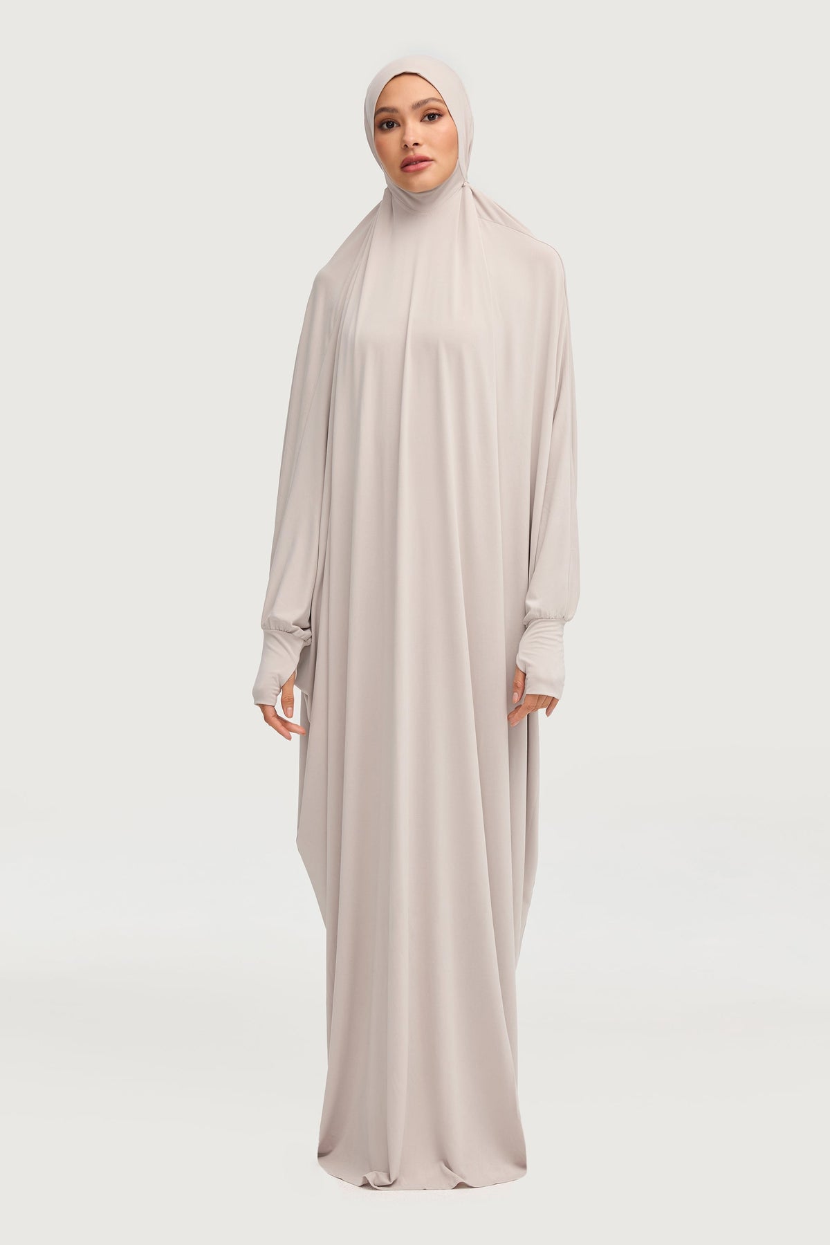 Jersey Cupro Prayer Jilbab Abaya - Stone