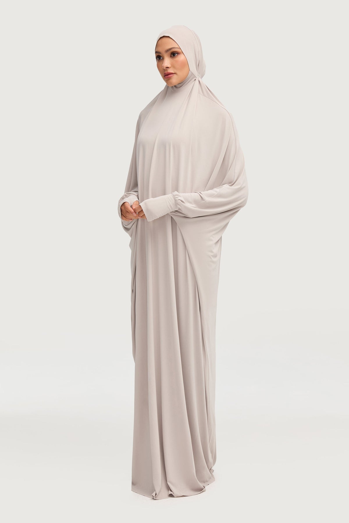 Jersey Cupro Prayer Jilbab Abaya - Stone