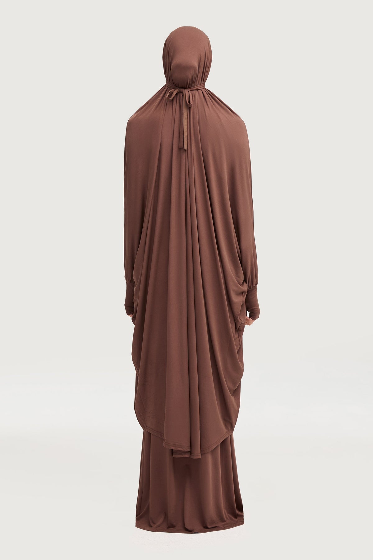 Jersey Cupro Prayer Jilbab & Skirt Set - Brown