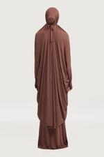 Jersey Cupro Prayer Jilbab & Skirt Set - Brown
