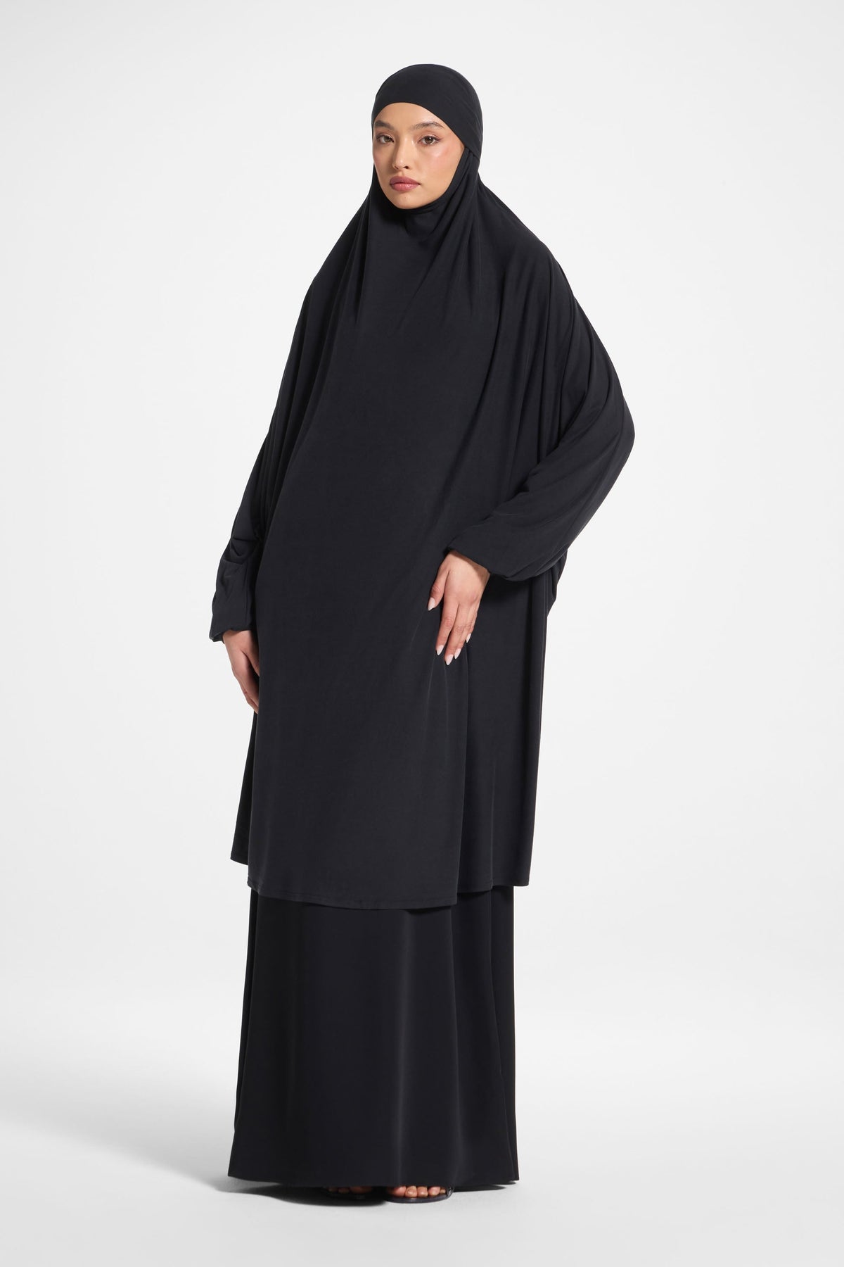 Jersey Jilbab Prayer Top - Black