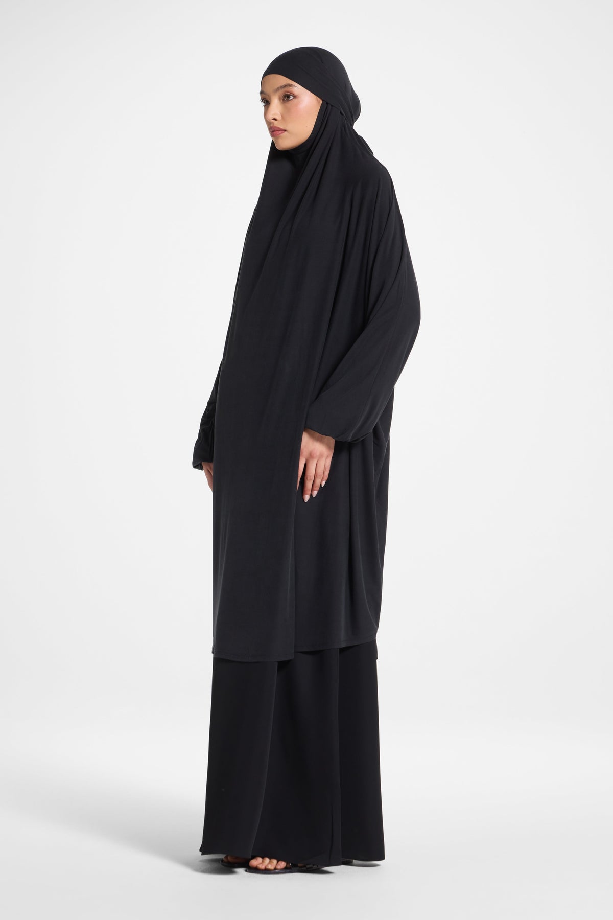 Jersey Jilbab Prayer Top - Black