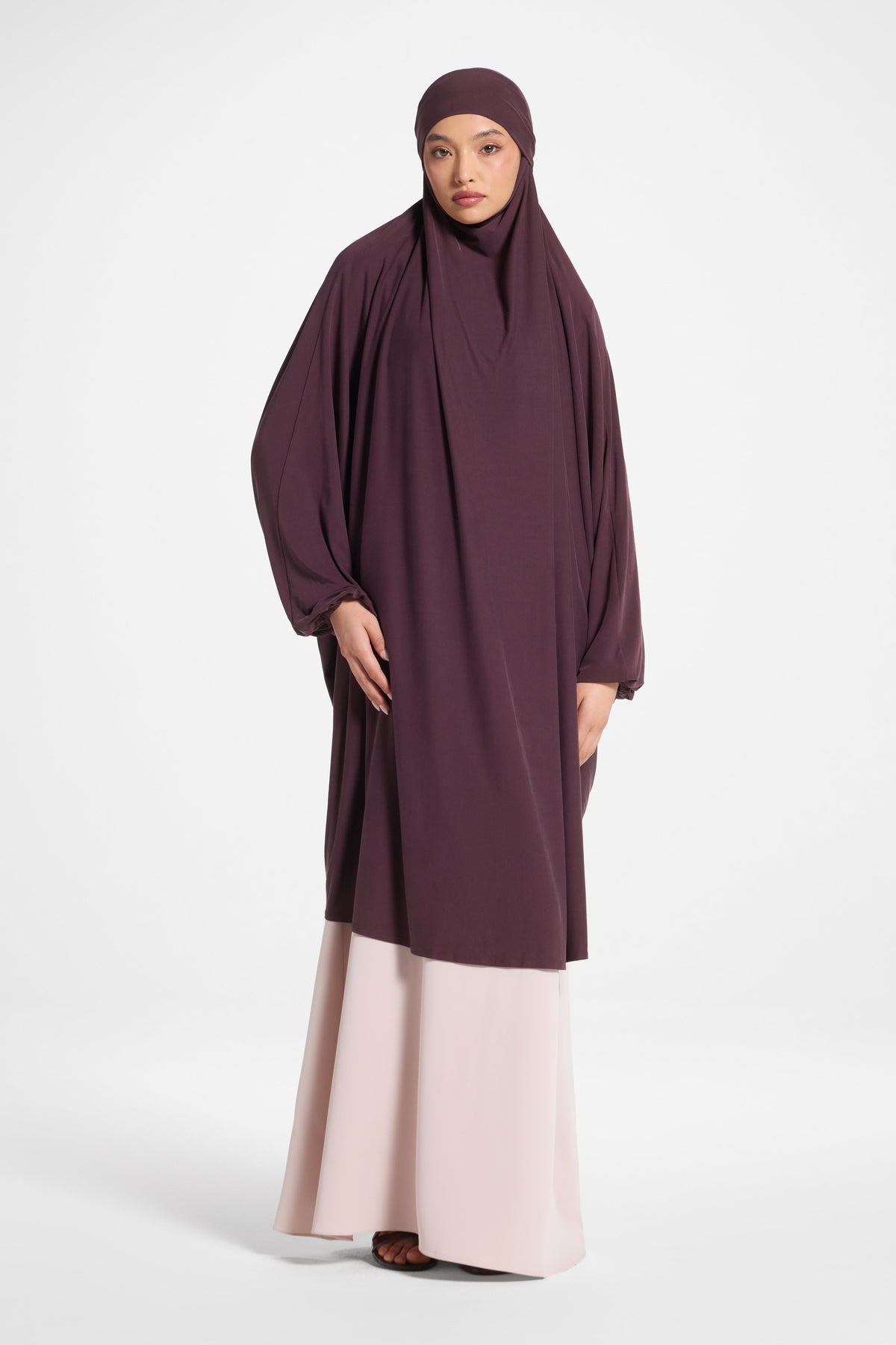 Jersey Jilbab Prayer Top - Plum