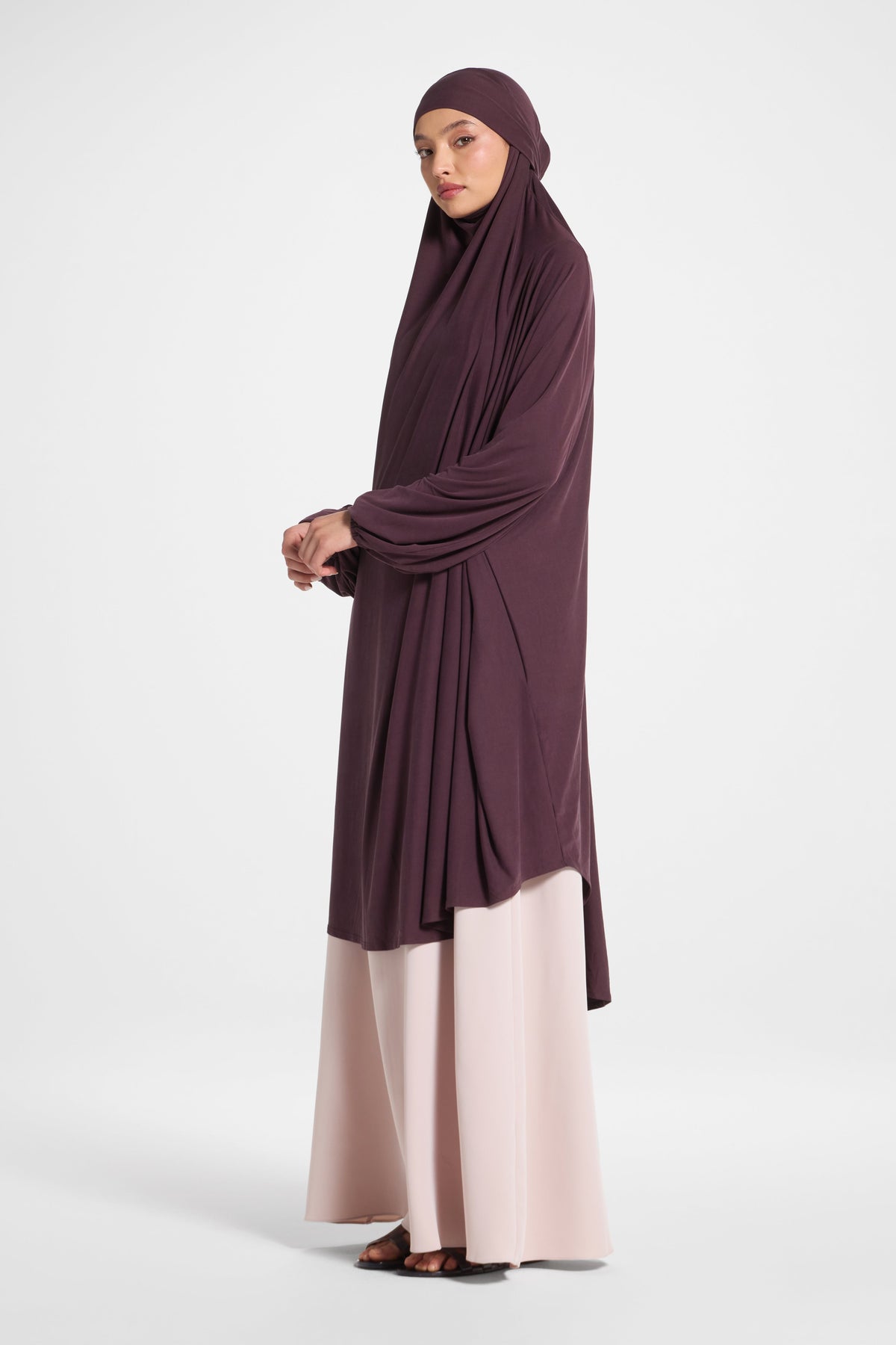 Jersey Jilbab Prayer Top - Plum