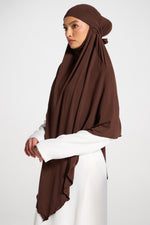 Jersey Khimar Hijab - Chocolate