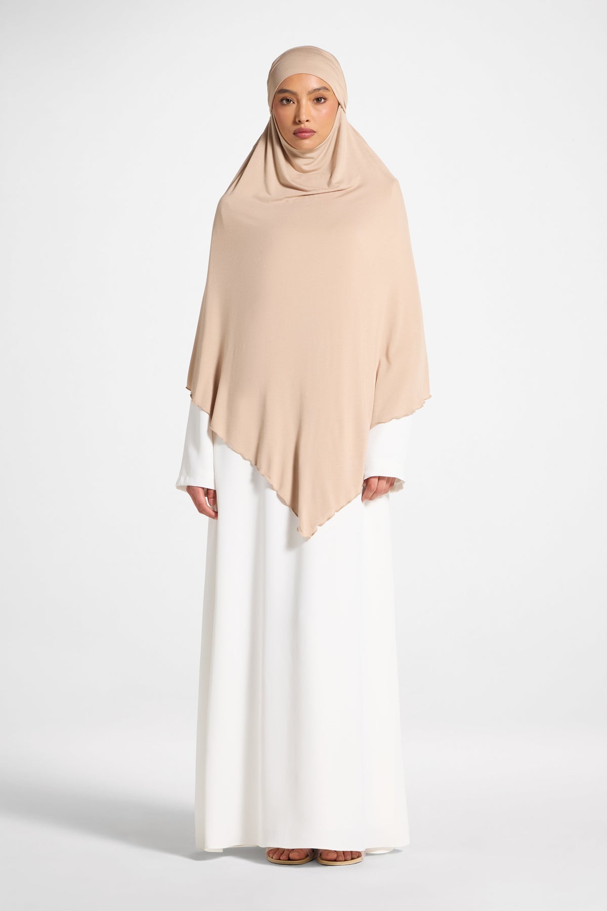 Jersey Khimar Hijab - Warm Taupe