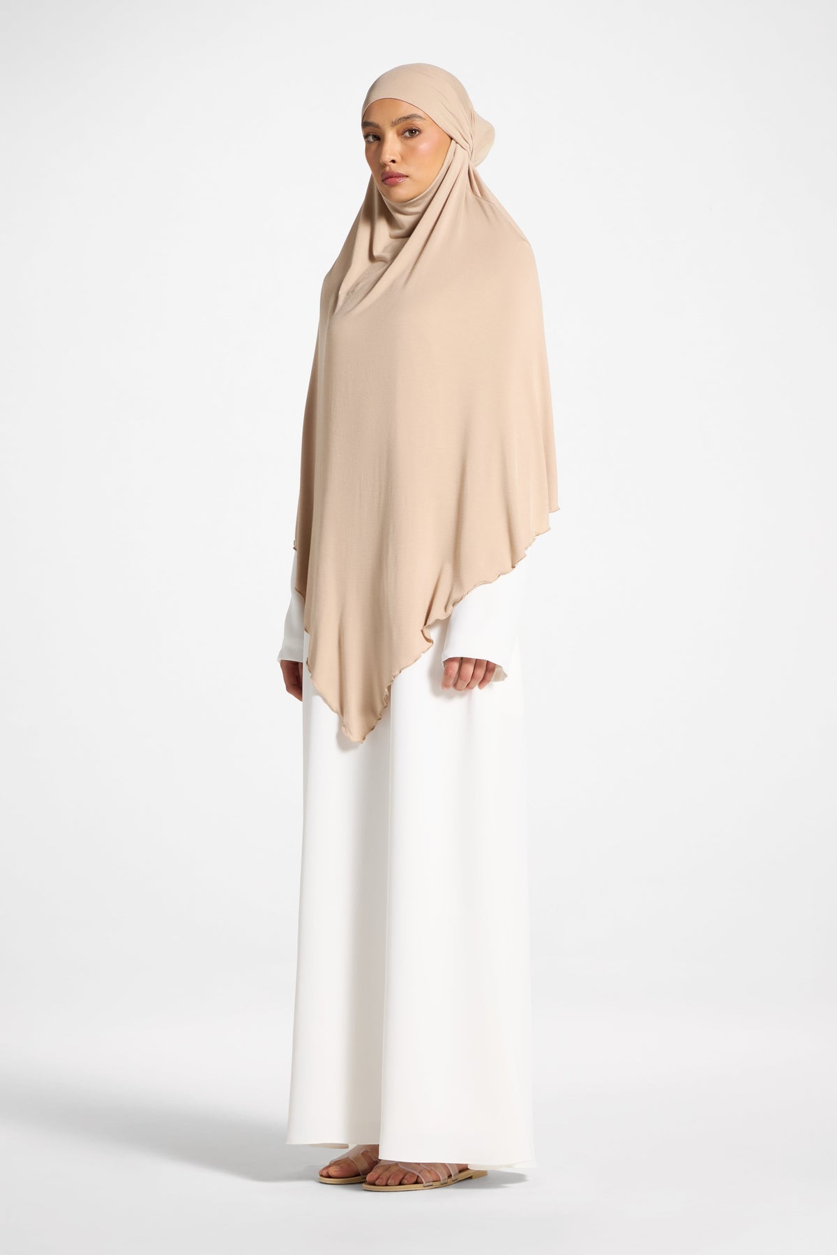 Jersey Khimar Hijab - Warm Taupe