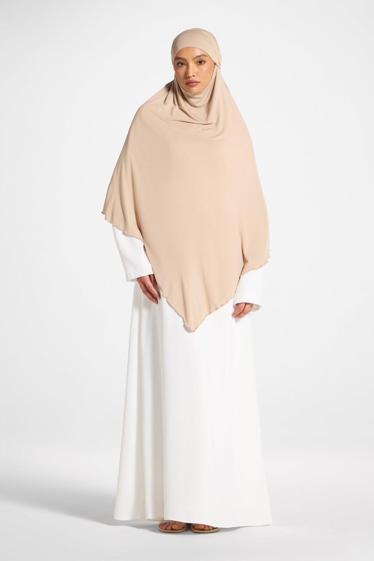 Jersey Khimar Hijab - Warm Taupe