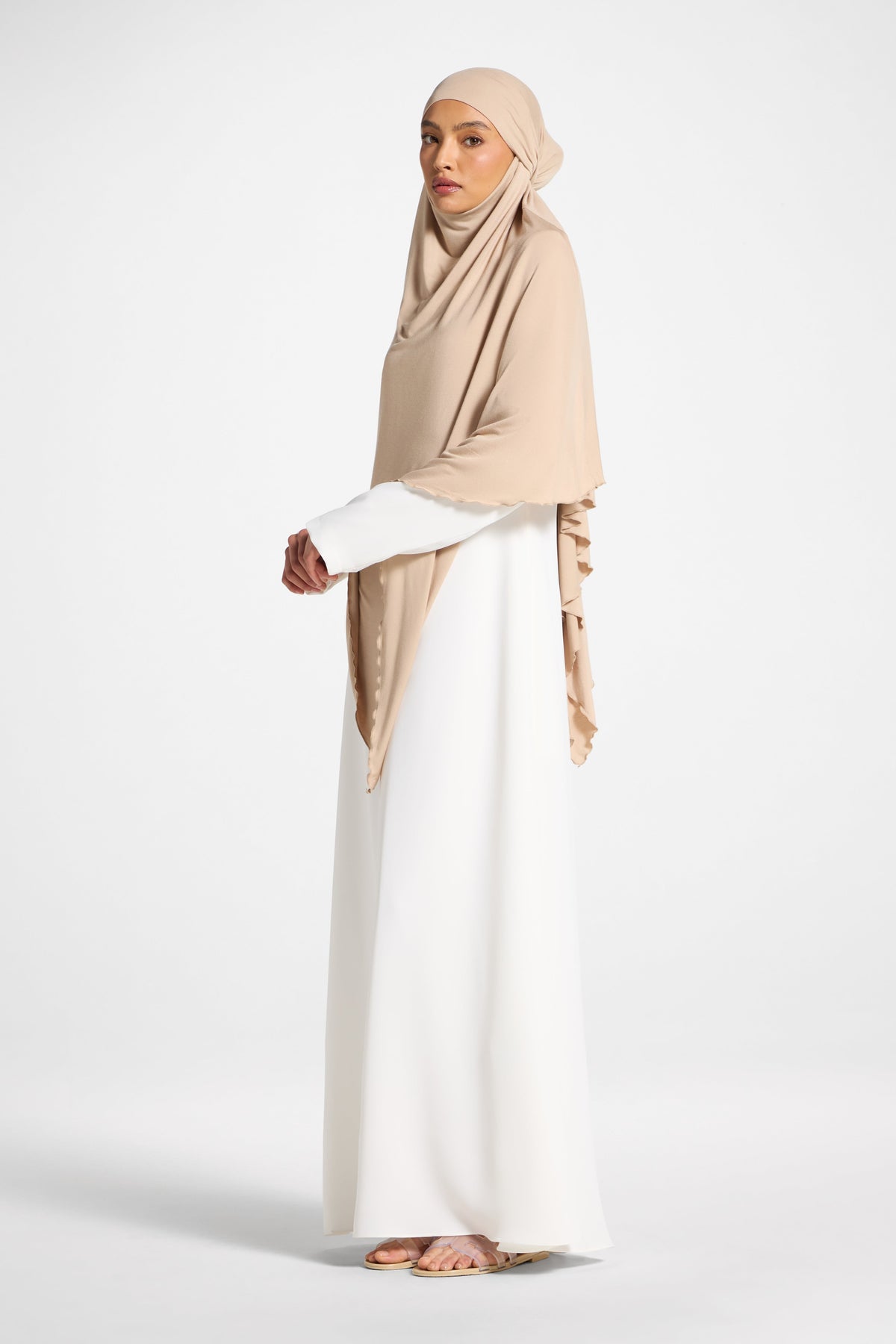 Jersey Khimar Hijab - Warm Taupe