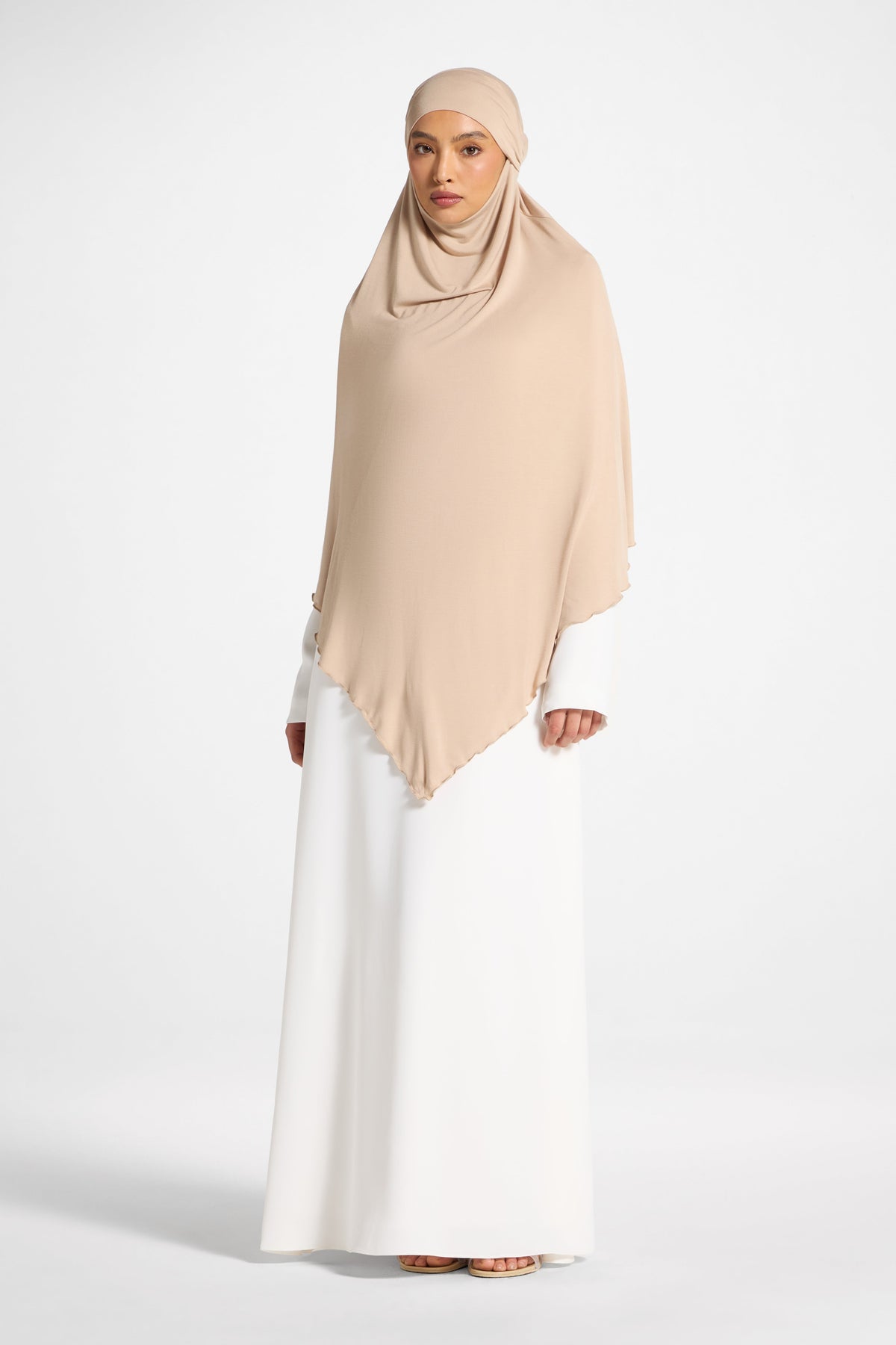 Jersey Khimar Hijab - Warm Taupe