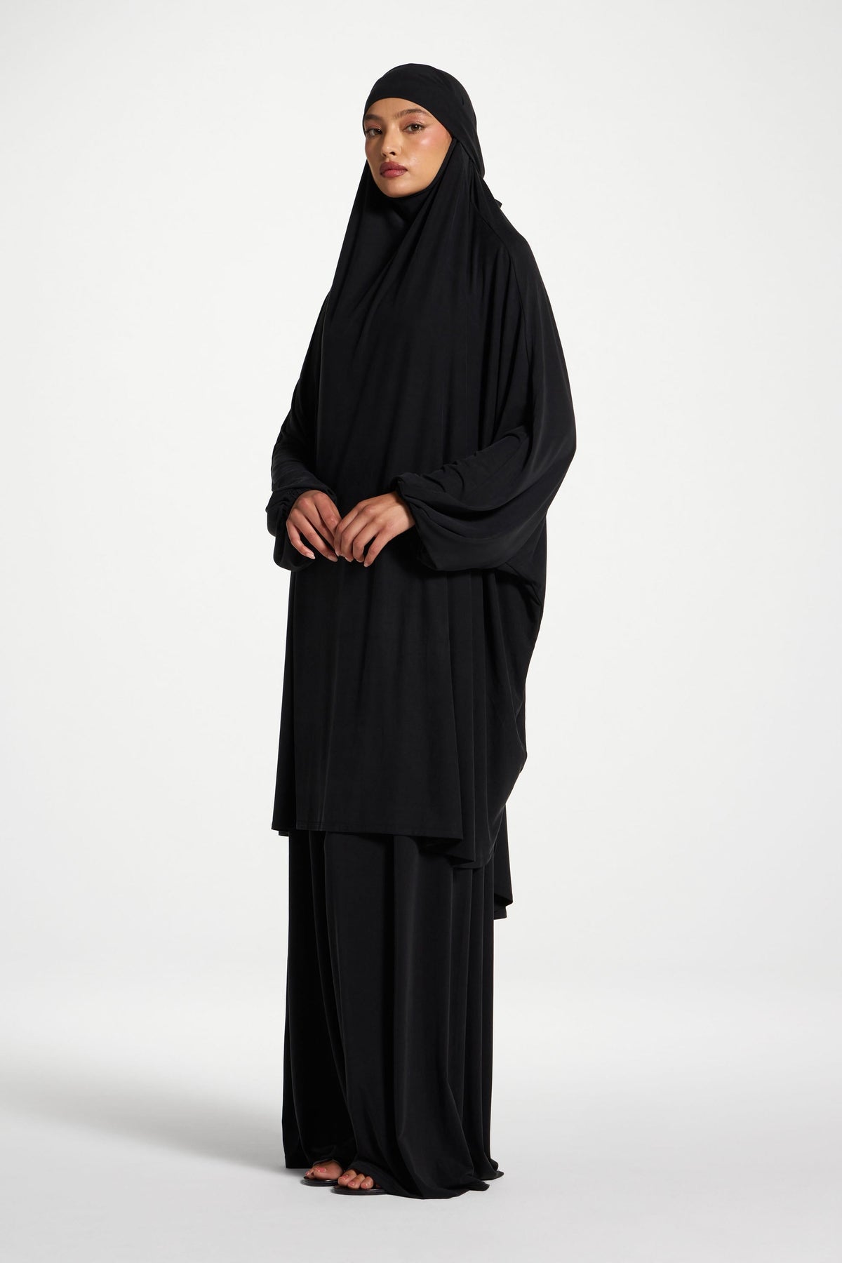 Jersey Prayer Top & Pants Set - Black