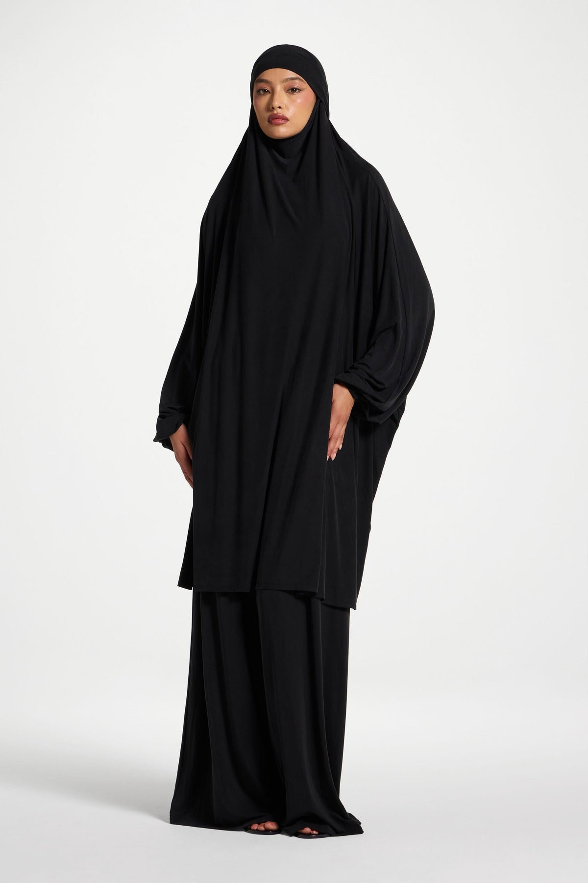 Jersey Prayer Top & Pants Set - Black