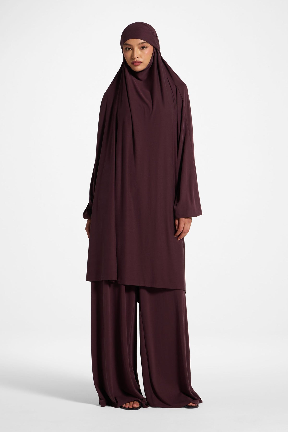 Jersey Prayer Top & Pants Set - Plum