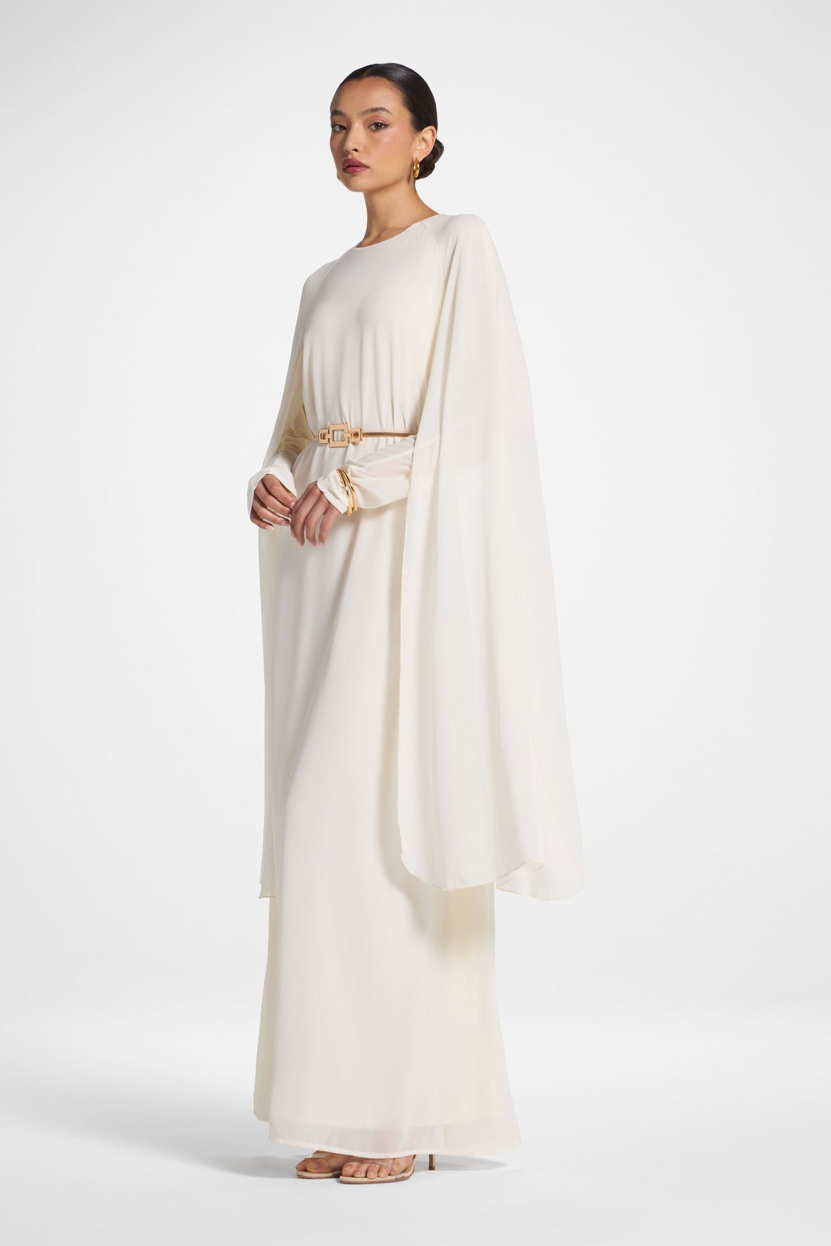 Julia Cape Maxi Dress - Off White