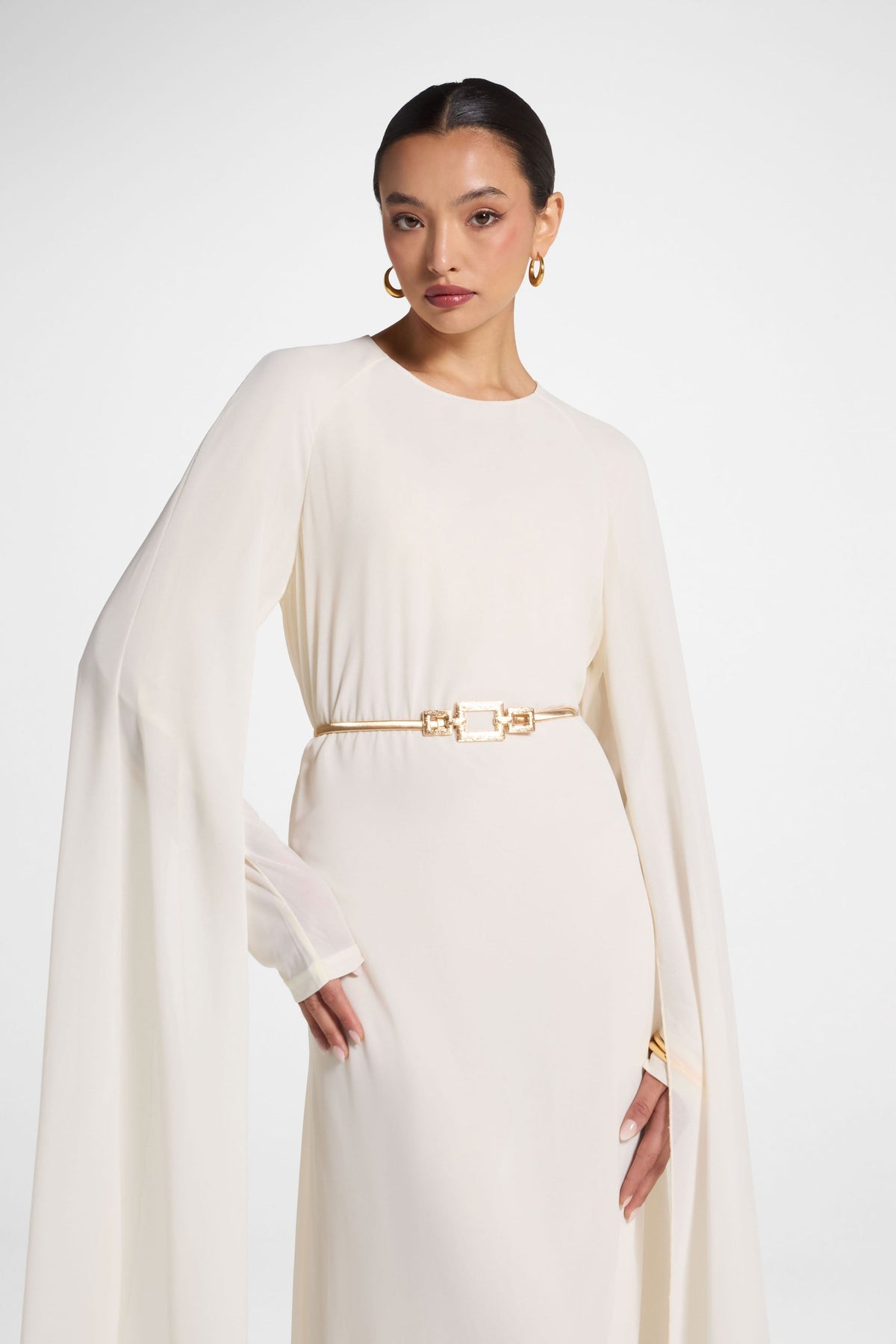 Julia Cape Maxi Dress - Off White