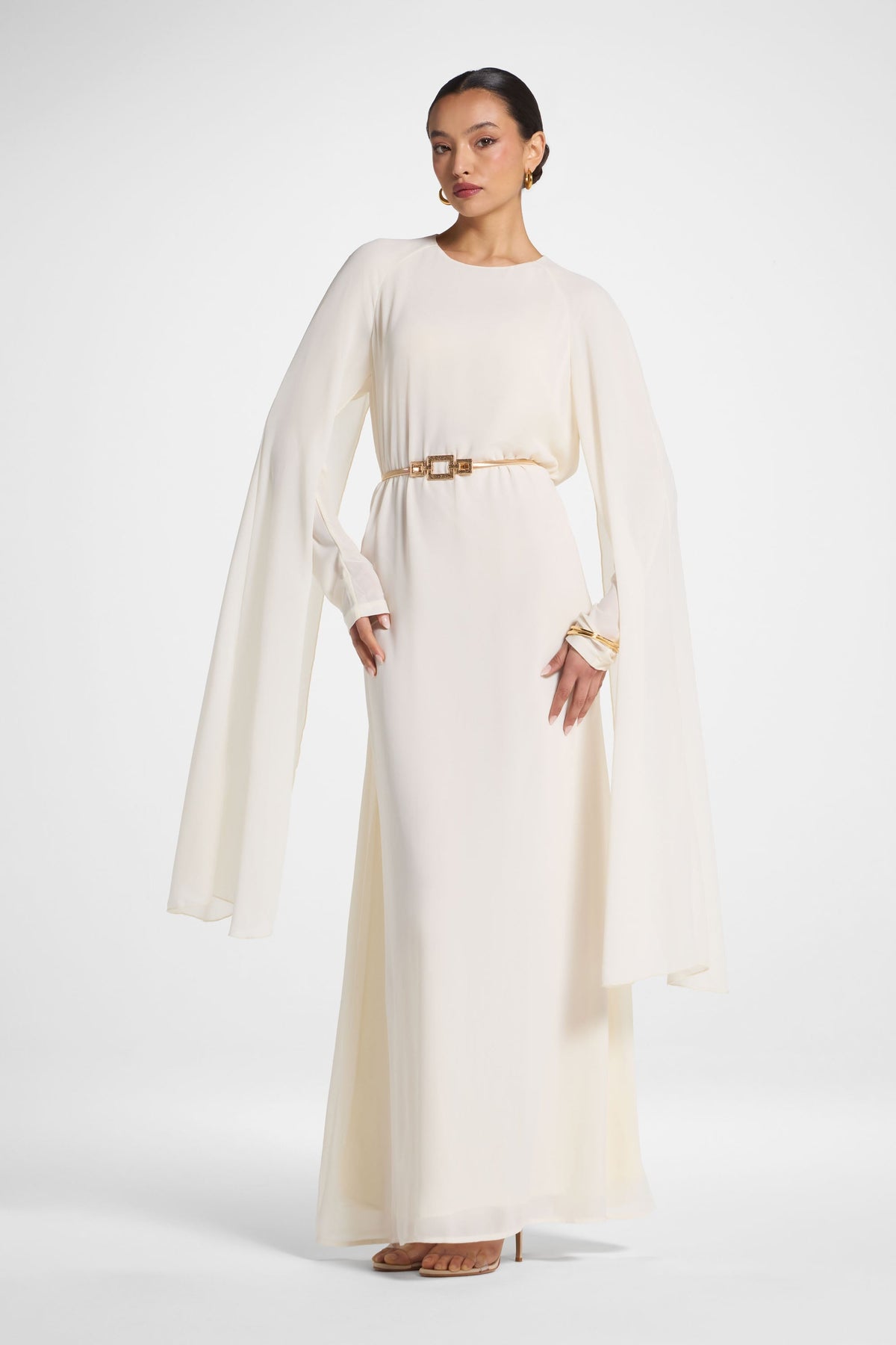 Julia Cape Maxi Dress - Off White