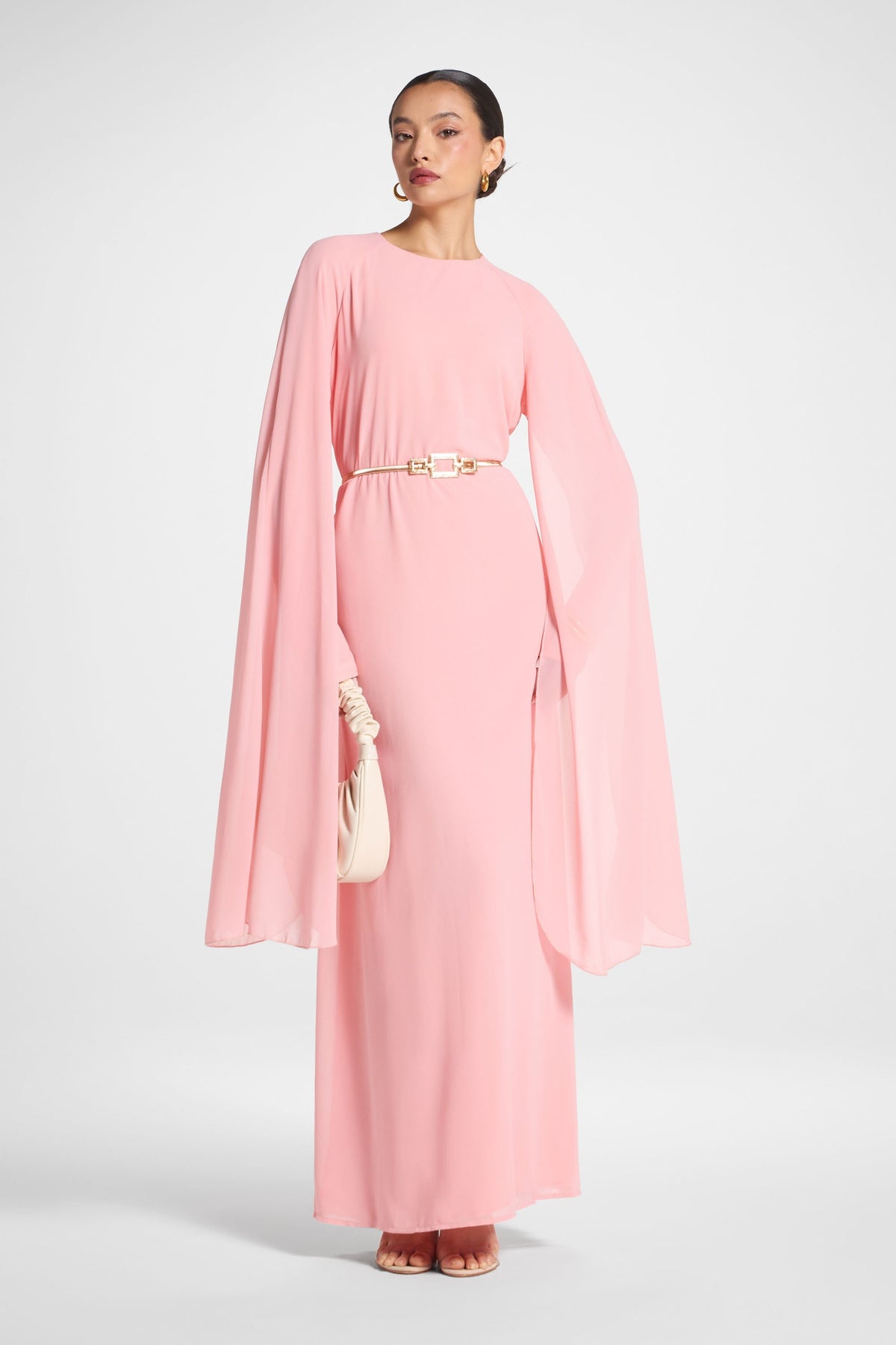 Julia Cape Maxi Dress - Pink
