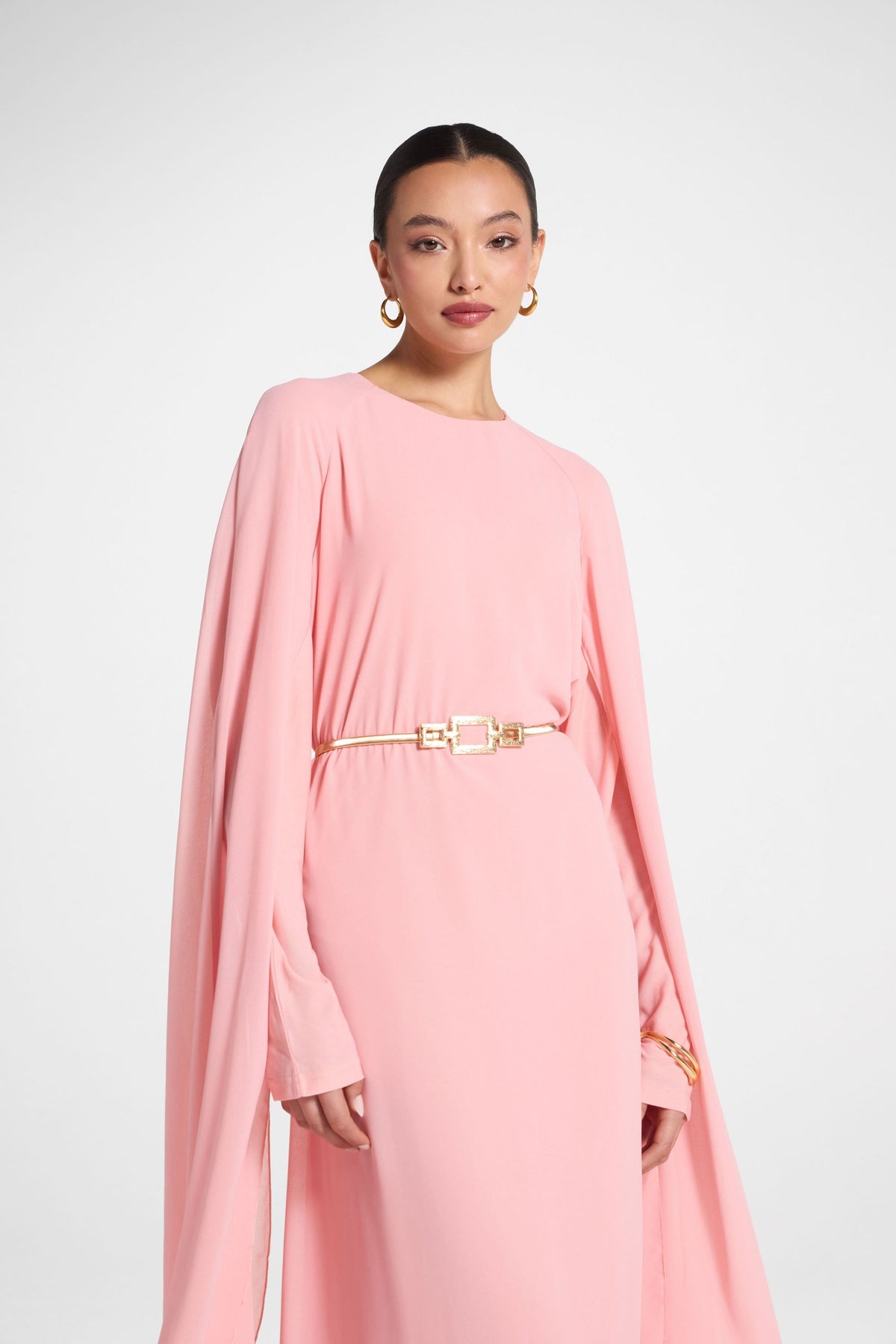 Julia Cape Maxi Dress - Pink