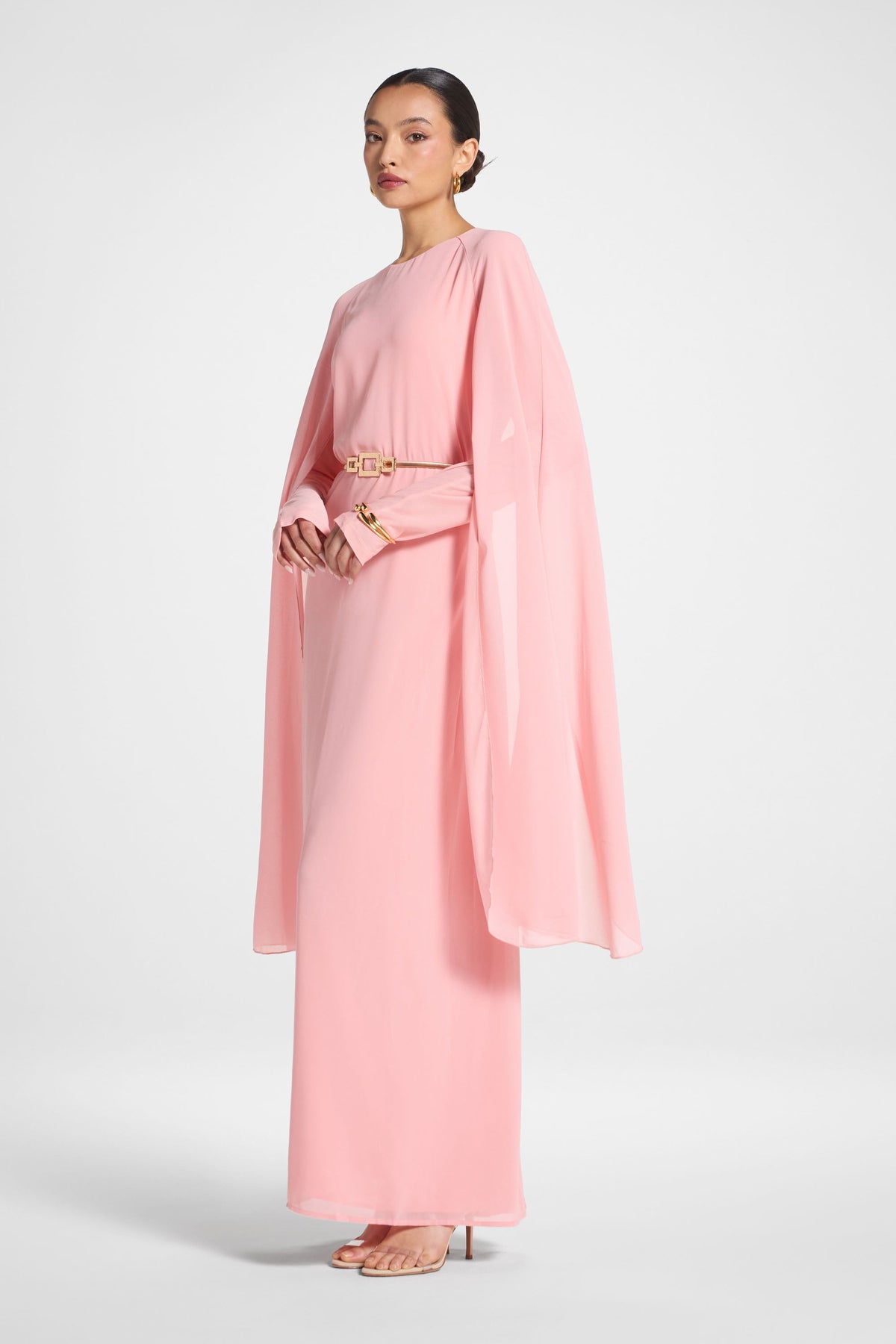 Julia Cape Maxi Dress - Pink