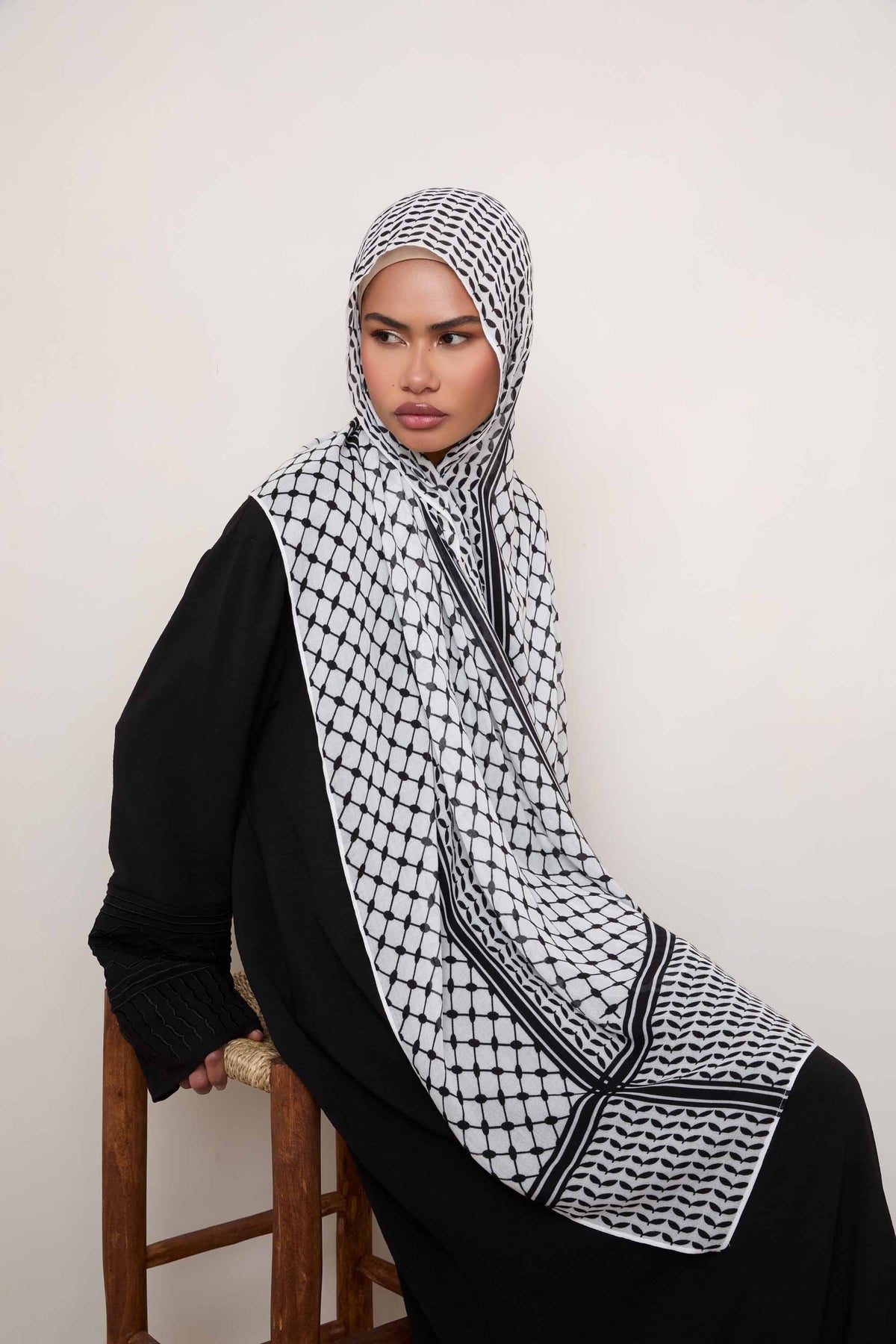 Keffiyeh Modal Hijab - Black