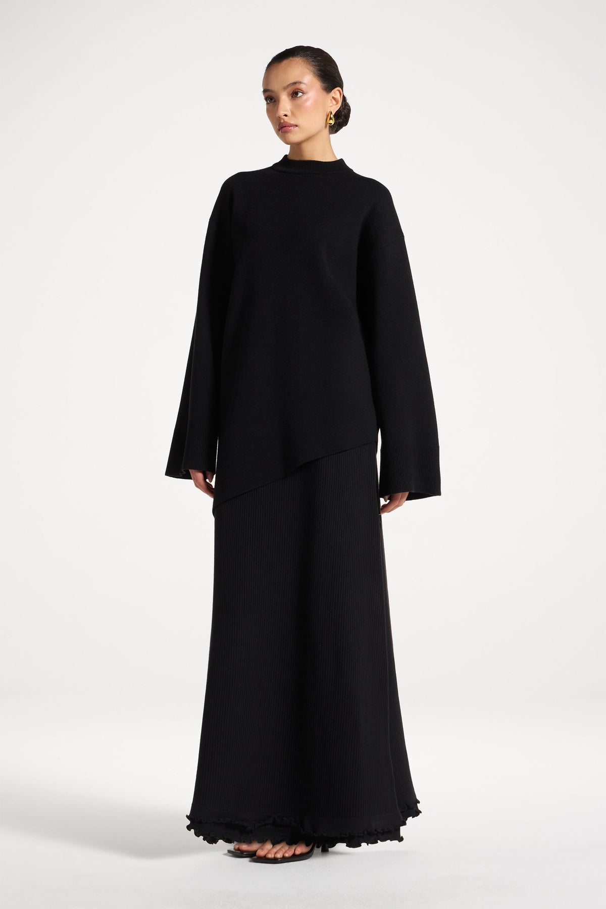 Kehlani Asymmetric Knit Top - Black