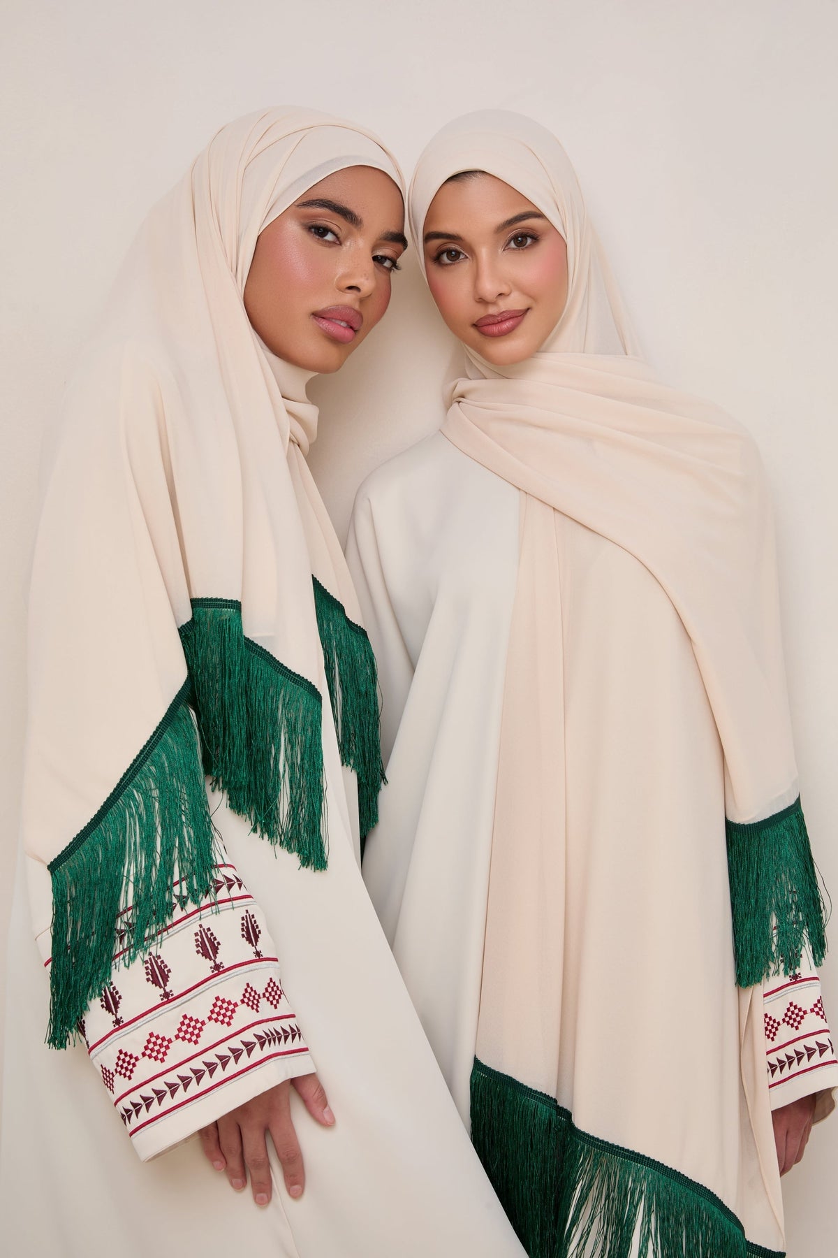 Khirka Chiffon Hijab - Emerald Tassels