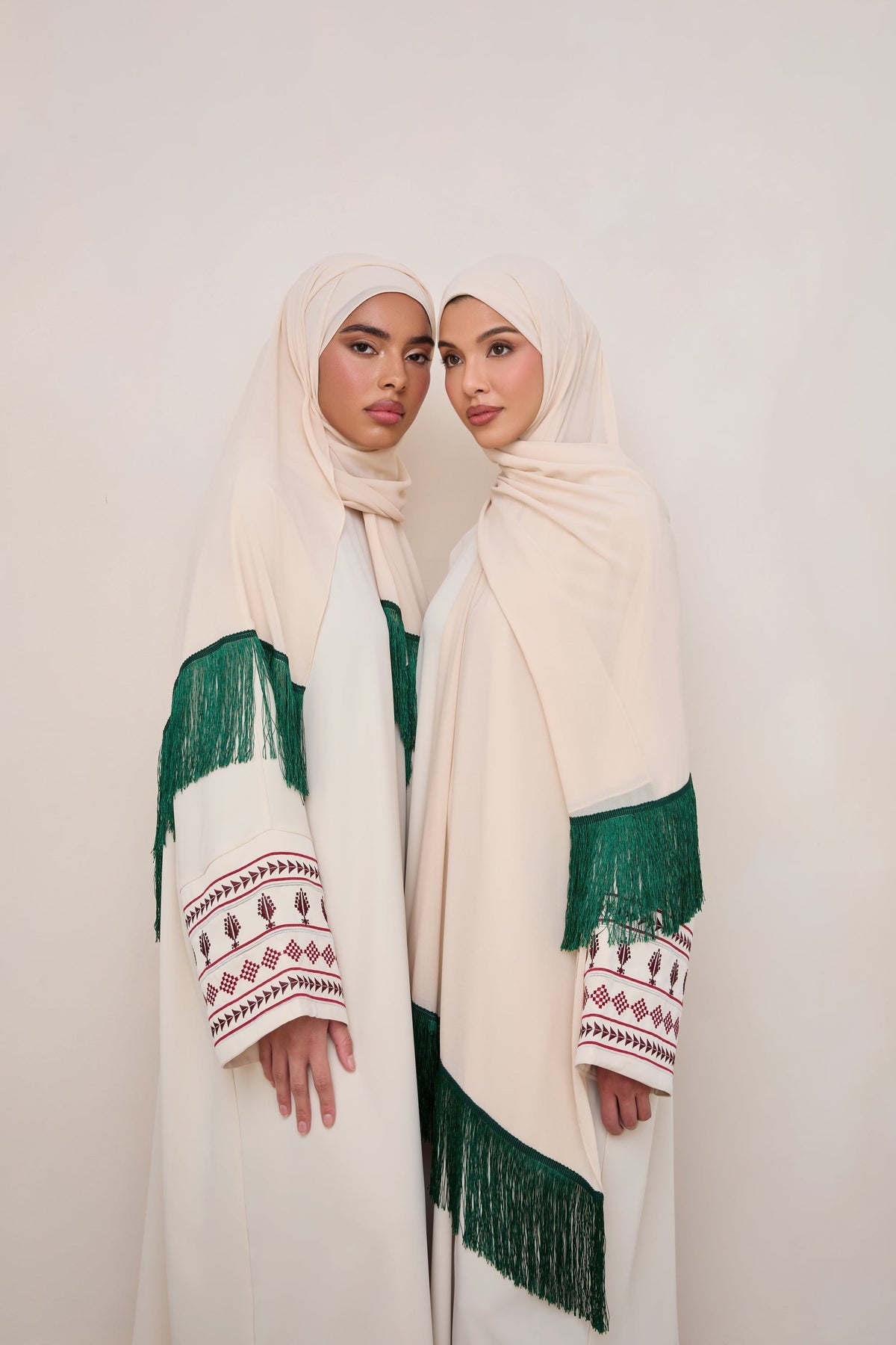 Khirka Chiffon Hijab - Emerald Tassels