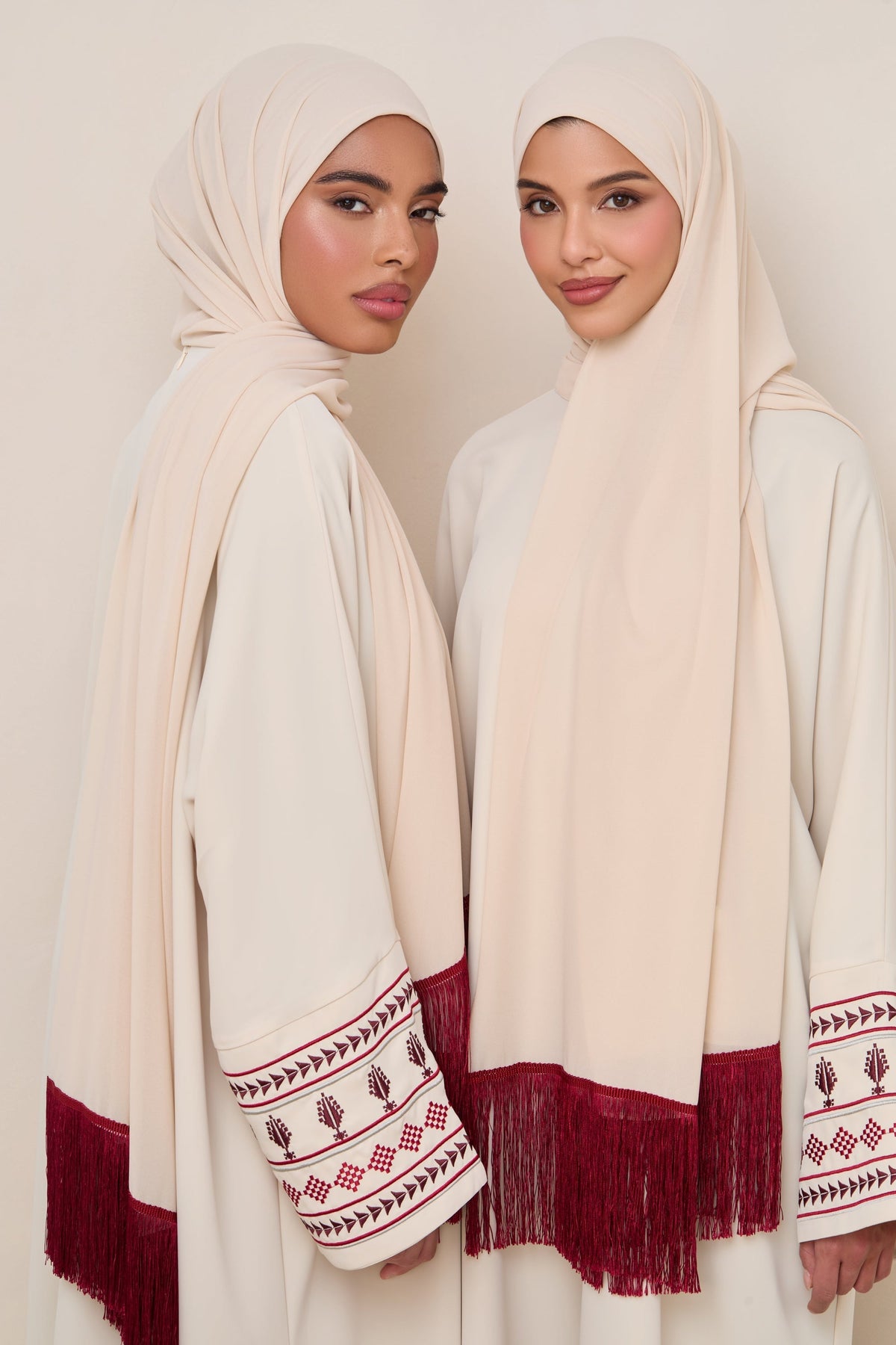 Khirka Chiffon Hijab - Red Tassels
