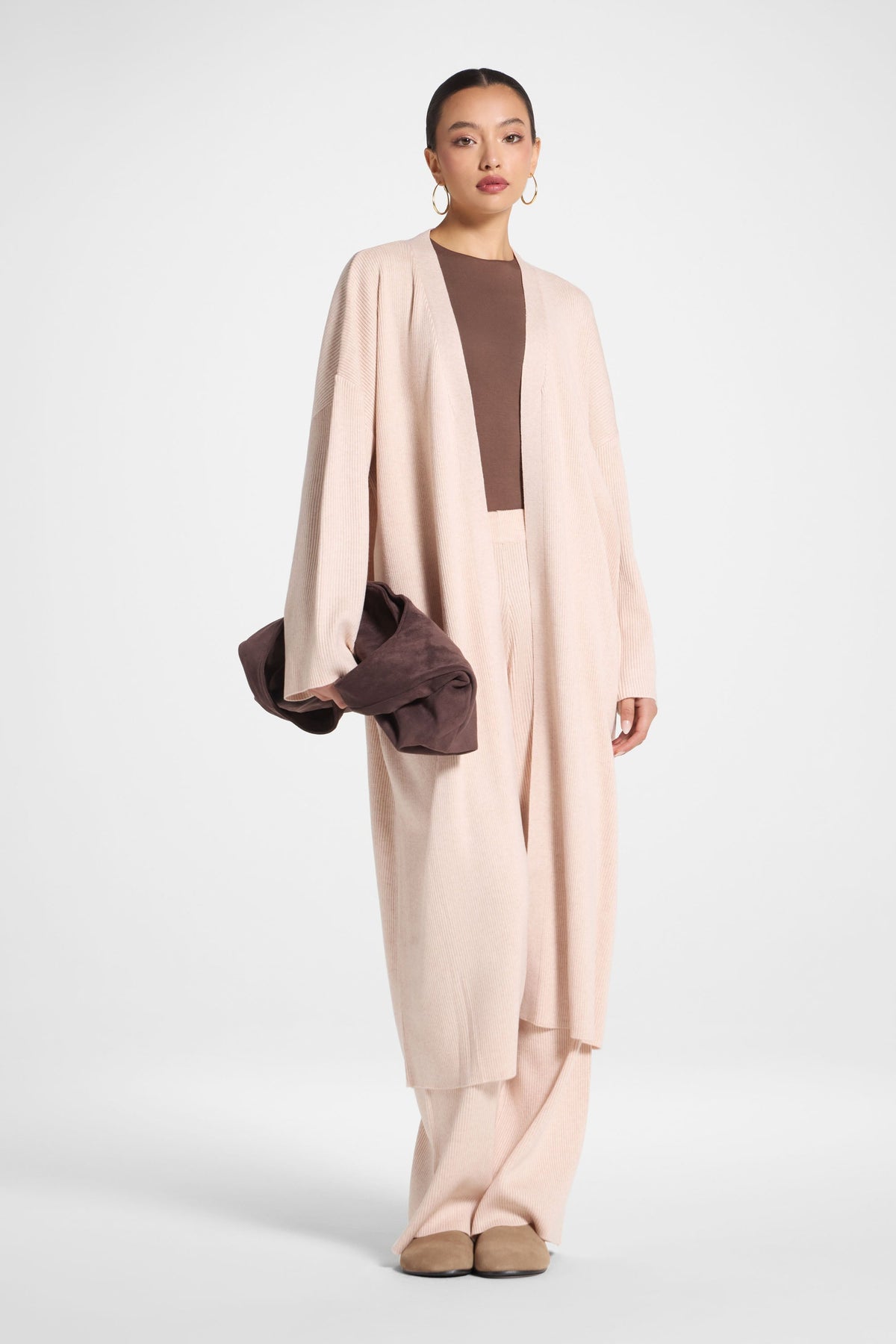 Knit Cardigan & Pants Set - Creme Brulee