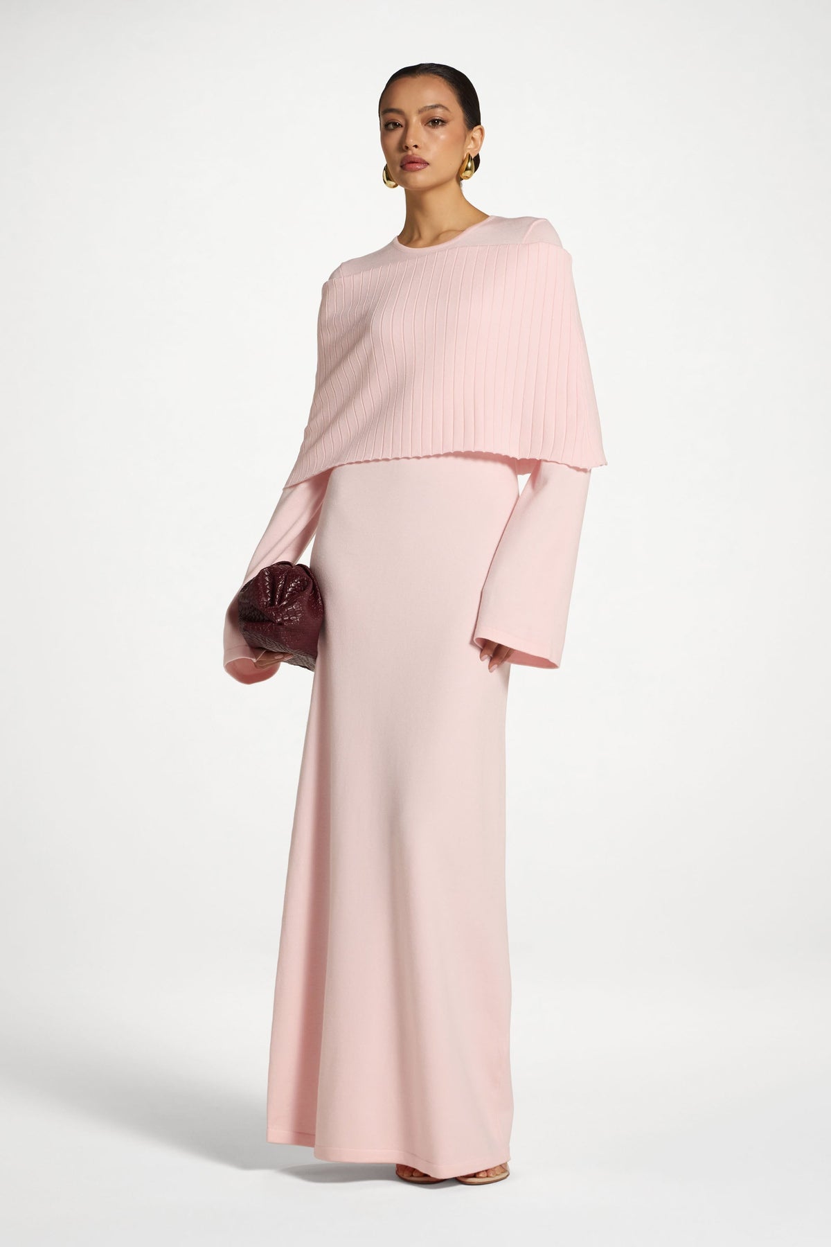 Knit Drape Maxi Dress - Baby Pink