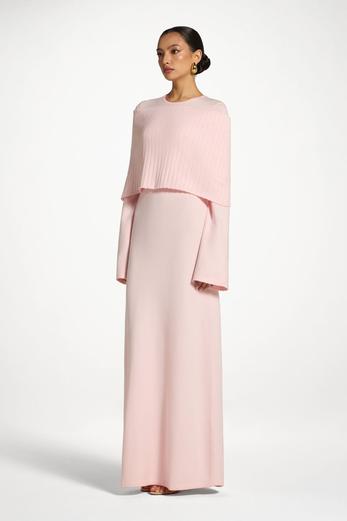 Knit Drape Maxi Dress - Baby Pink