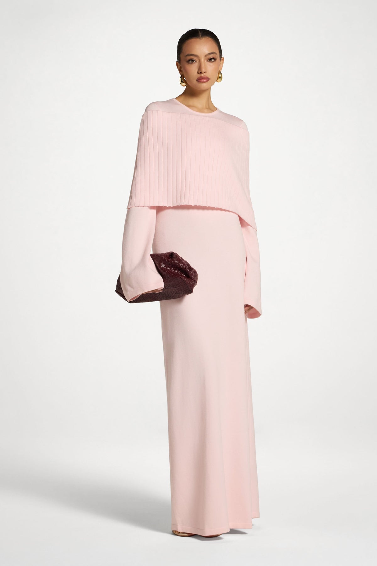Knit Drape Maxi Dress - Baby Pink