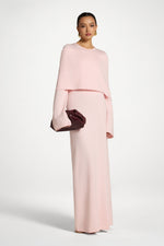 Knit Drape Maxi Dress - Baby Pink