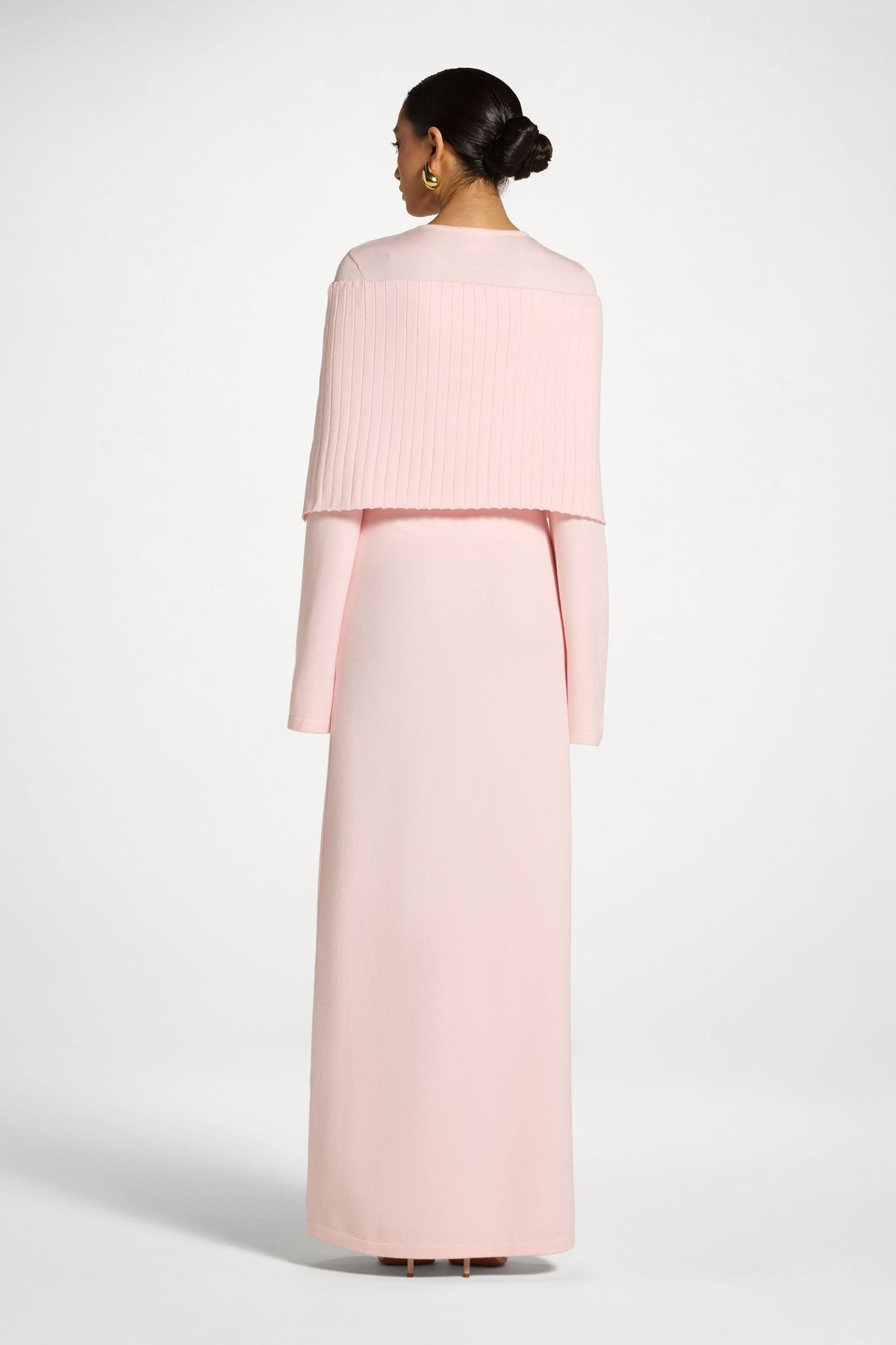 Knit Drape Maxi Dress - Baby Pink