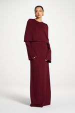 Knit Drape Maxi Dress - Cherry Lacquer