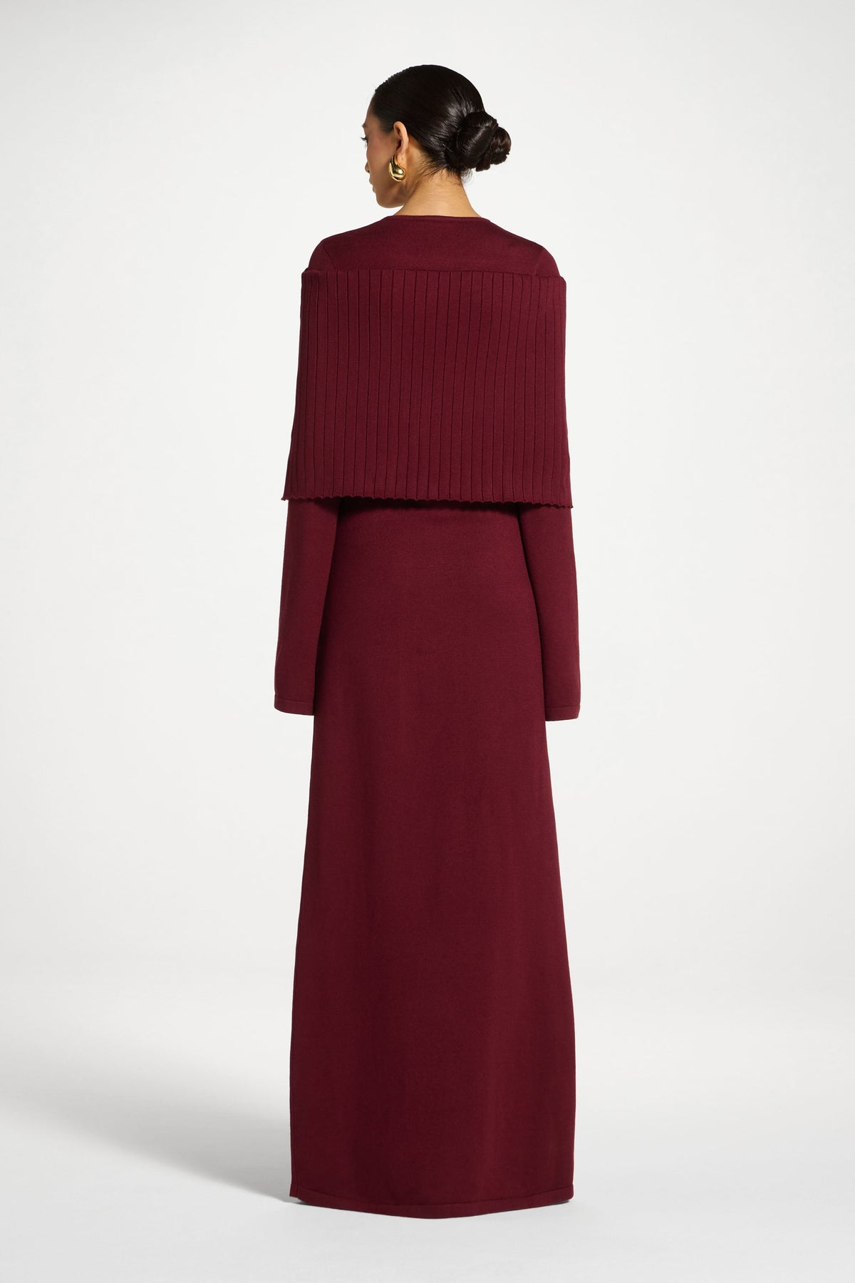 Knit Drape Maxi Dress - Cherry Lacquer
