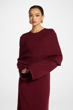 Knit Drape Maxi Dress - Cherry Lacquer