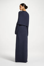 Knit Drape Maxi Dress - Denim Blue