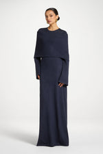Knit Drape Maxi Dress - Denim Blue