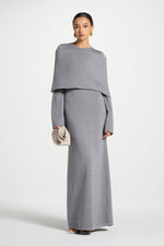 Knit Drape Maxi Dress - Heather Grey