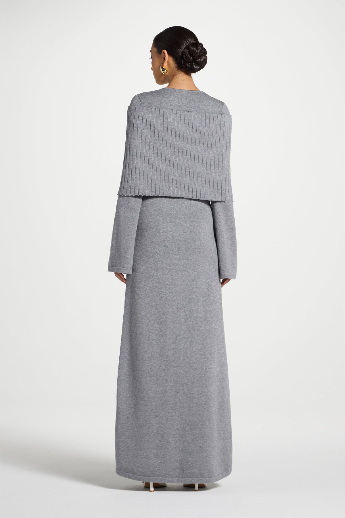 Knit Drape Maxi Dress - Heather Grey
